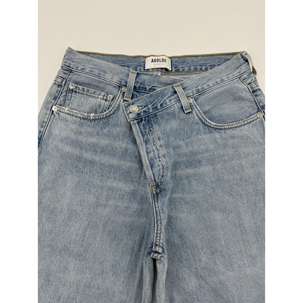 Agolde Criss Cross Jeans Womens Size 26 Blue Light Wash Denim Button Fly USA - Picture 6 of 11